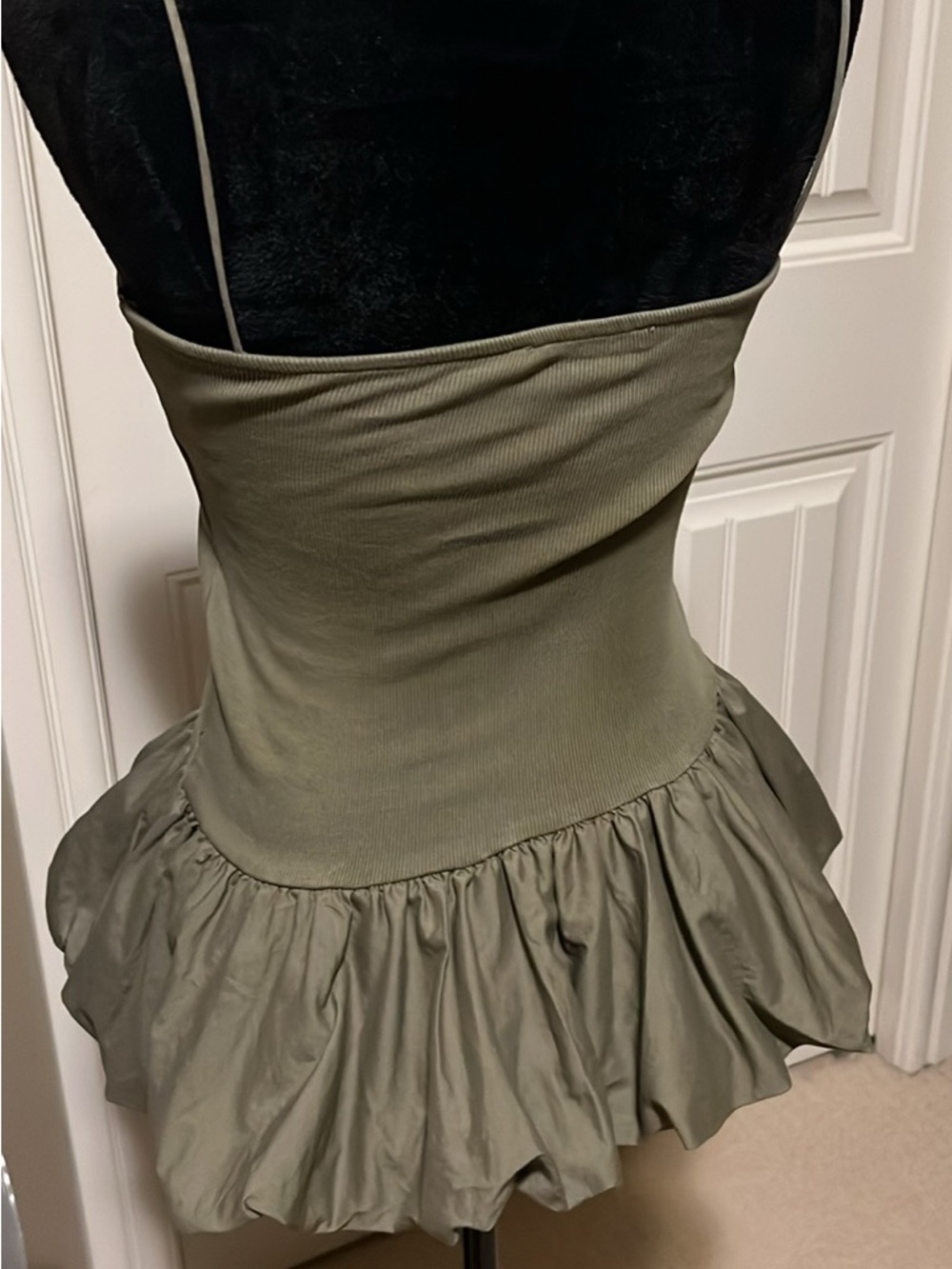 Zara poplin balloon top in khaki Green